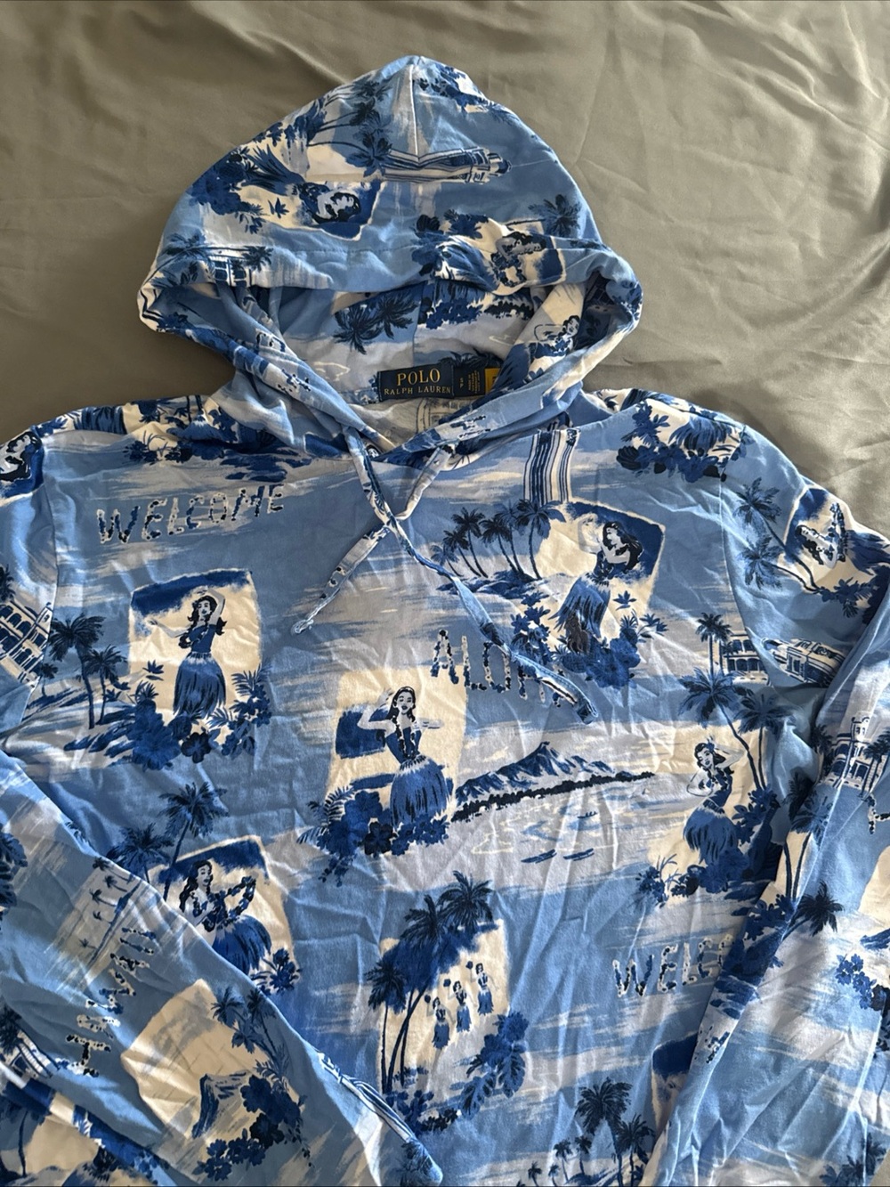 Polo by Ralph Lauren Light Blue & White Hawaiian Hoodie
